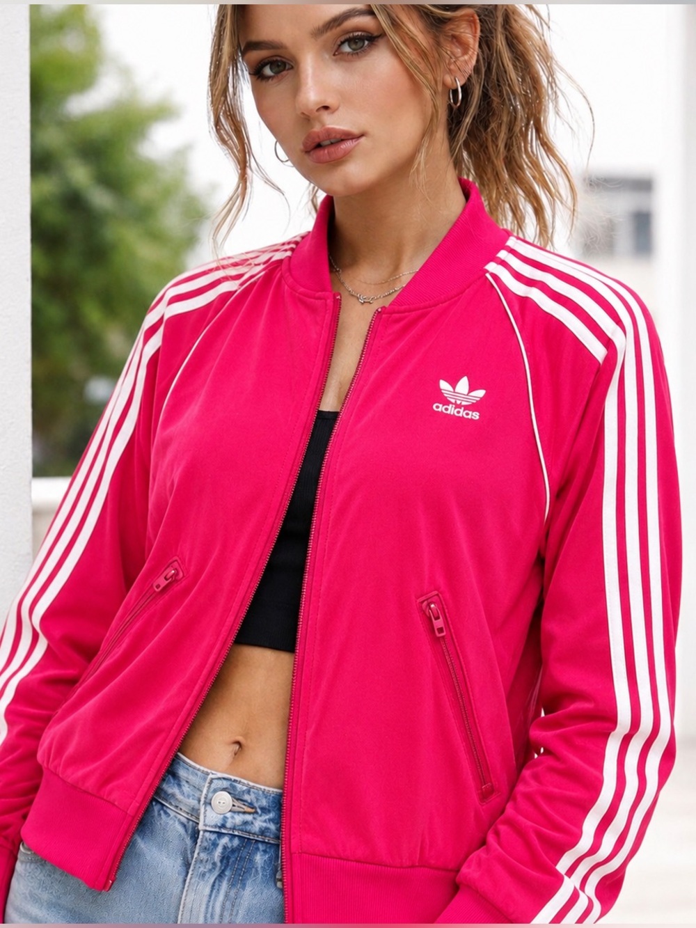 Adidas Hot Pink Track Jacket Women’s Y2K Athleisure 3 Stripes XXSmall